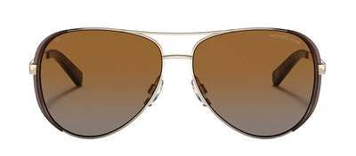 Shop Michael Kors Mk 5004 1014t5 Aviator Polarized Sunglasses In Multi