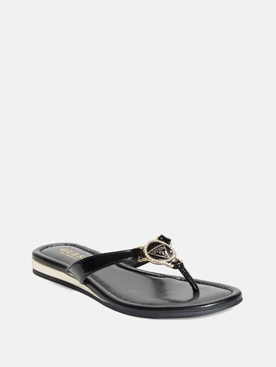 Shop Guess Factory Justy Bling Flip-flop Sandals In Black