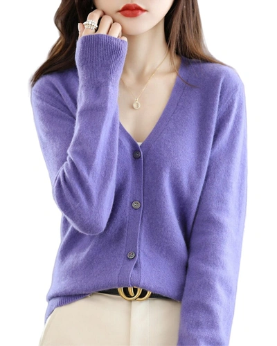 Shop Asne Wool Cardigan In Purple