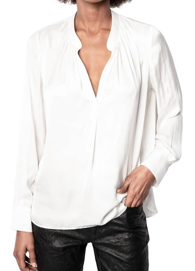Shop Zadig & Voltaire Tink Satin Blouse In White