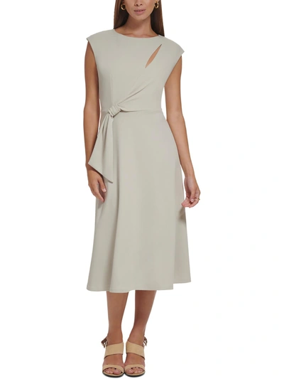 Shop Calvin Klein Womens Keyhole Midi Sheath Dress In Beige