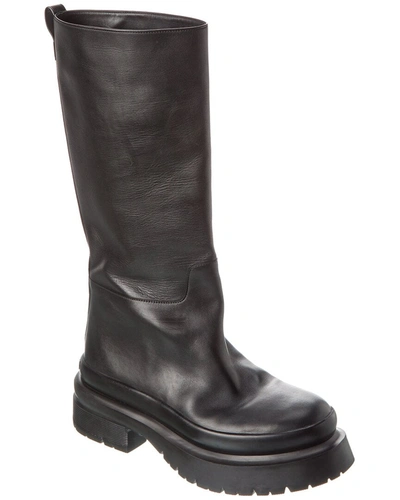 Shop Valentino Leather Knee-high Boot In Black
