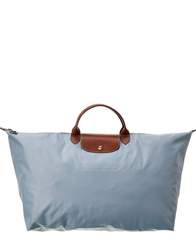 Shop Longchamp Le Pliage Original Medium Canvas & Leather Travel Bag In Grey