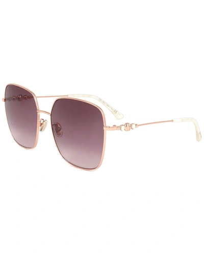 Shop Jimmy Choo Women's Amora 60mm Sunglasses In Gold