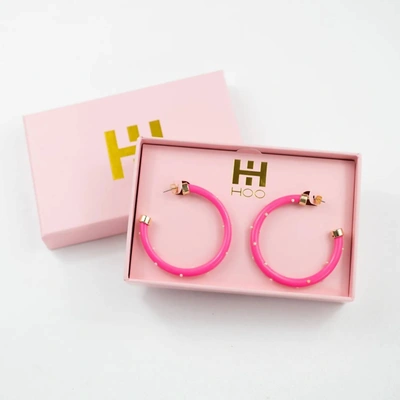 Shop Hoo Hoops Hoop Earrings In Dark Pink