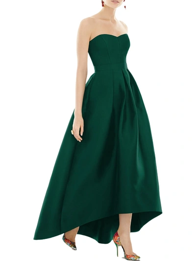 Shop Alfred Sung Womens Satin Hi-low Evening Dress In Green