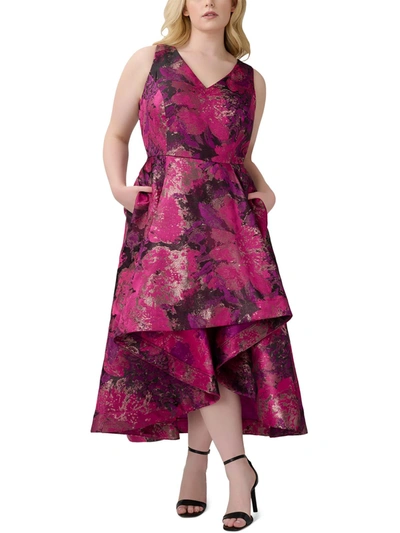 Shop Adrianna Papell Plus Womens Jacquard Sleeveless Midi Dress In Multi