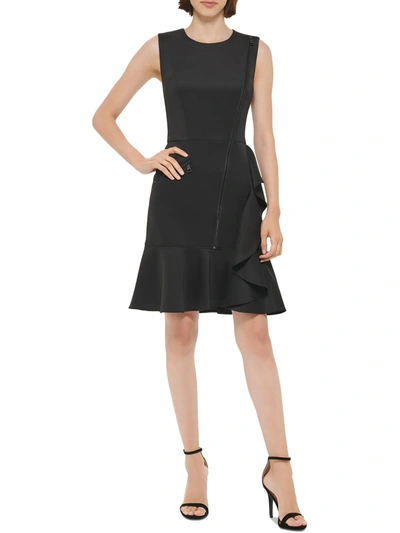 Shop Dkny Womens Knit Sleeveless Fit & Flare Dress In Black