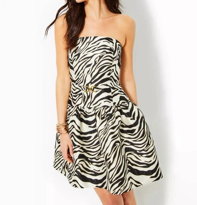 Shop Lilly Pulitzer Akela Strapless Jacquard Dress In Black Zebra Jacquard In Multi