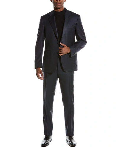 Shop Canali 2pc Wool Suit With Flat Front Pant In Multi