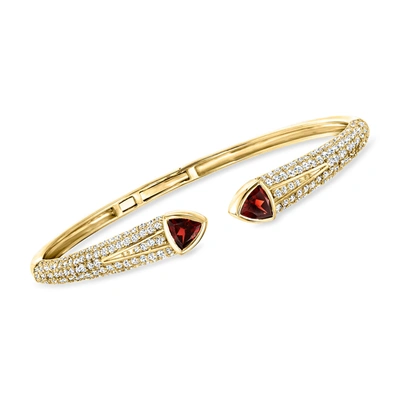 Shop Ross-simons Garnet And White Topaz Cuff Bracelet In 18kt Gold Over Sterling In Red