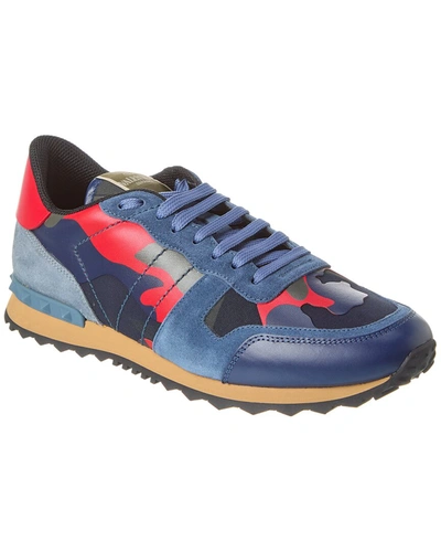 Shop Valentino Leather & Suede Sneaker In Blue
