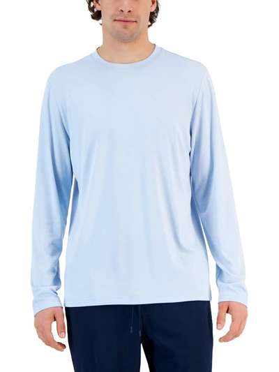 Shop Alfani Mens Knit Long Sleeves T-shirt In Blue