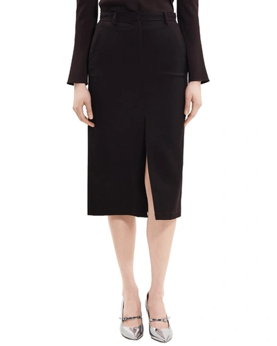 Shop Theory Midi Wool-blend Trouser Skirt In Black
