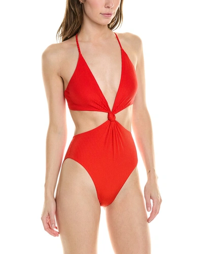 Shop Pq Swim Knot Cutout One-piece In Red
