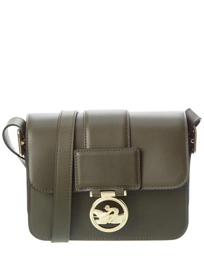 Shop Longchamp Box-trot Leather Shoulder Bag In Green