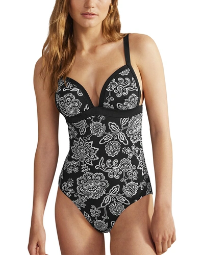 Shop Boden Triangle Panelled Swimsuit In Black