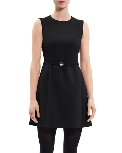 Shop Theory Sculpted Wool-blend Dress In Black