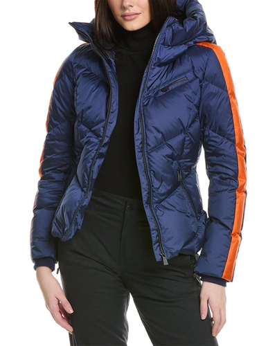 Shop Perfect Moment Gold Star Down Jacket In Blue