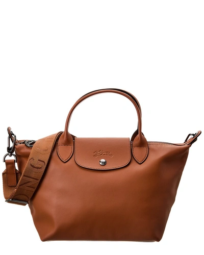 Shop Longchamp Le Pliage Xtra Small Leather Tote In Brown