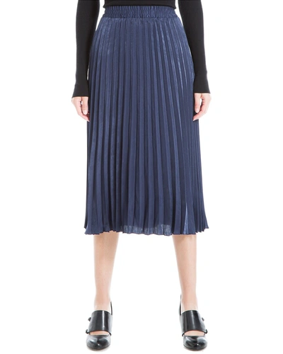 Shop Max Studio Midi Pleated Skirt In Blue