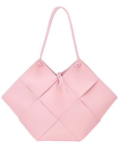 Shop Tiffany & Fred Paris Woven Leather Messenger Bag In Pink