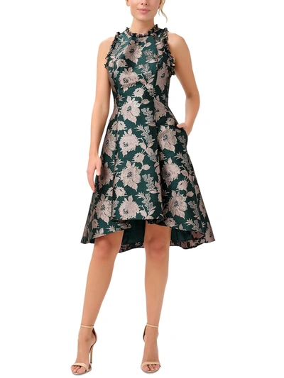 Shop Adrianna Papell Plus Womens Jacquard Floral Fit & Flare Dress In Multi