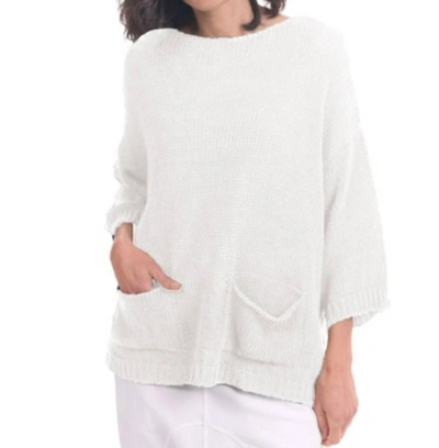 Shop Alembika Luxe Pocket Sweater In White