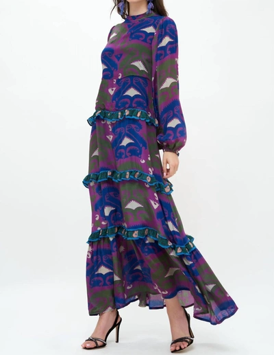 Shop Oliphant Mock Neck Maxi Dress In Uzbek Magenta In Multi