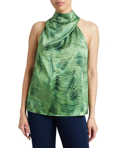Shop Santorelli Darcy Sleeveless Silk Blouse In Green