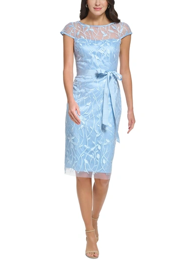 Shop Eliza J Womens Mesh Embroidered Cocktail And Party Dress In Blue