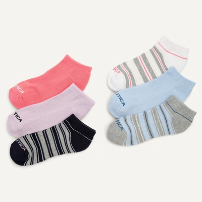 Shop Nautica Womens Striped Lowcut Socks, 6-pack In Multi