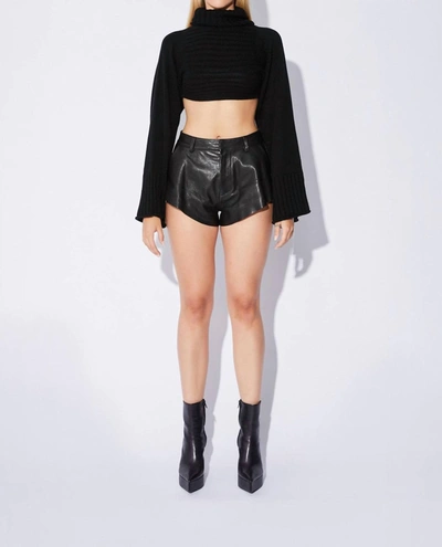 Shop Rta Cropped Turtleneck Sweater In Black