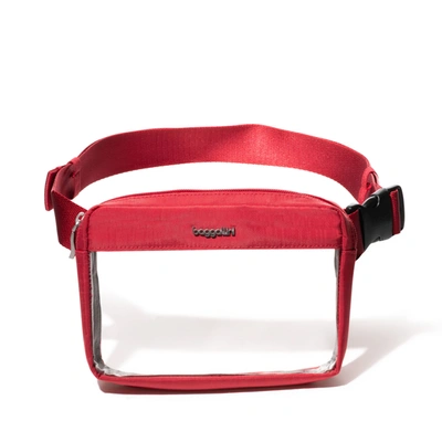 Shop Baggallini Clear Stadium Belt Bag Sling In Red