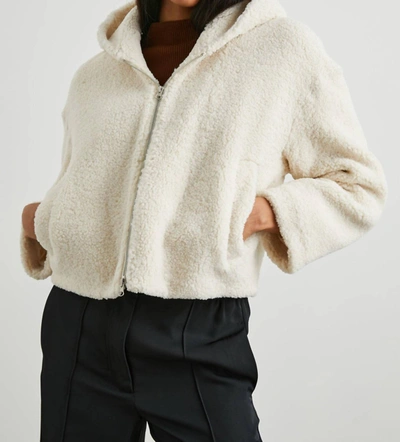 Rails Fabi Hooded Teddy Bomber Jacket Ivory In Multi