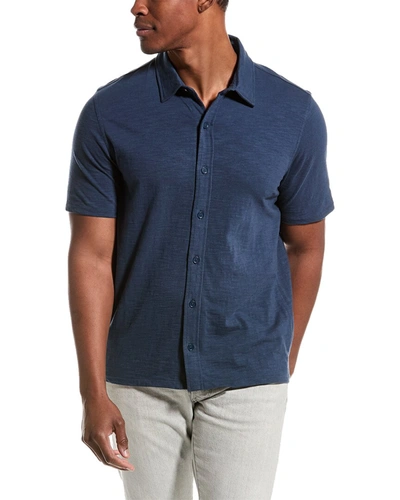 Shop Vince Heavy Slub Button-down Shirt In Blue
