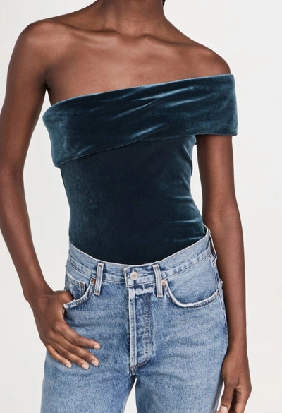 Agolde Bree Velvet One Shoulder Bodysuit In Multi