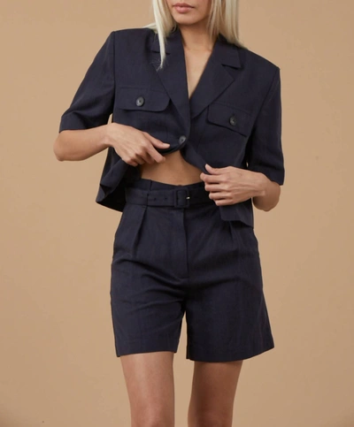 Shop Sophie Rue Keni Linen Shorts In Navy In Blue