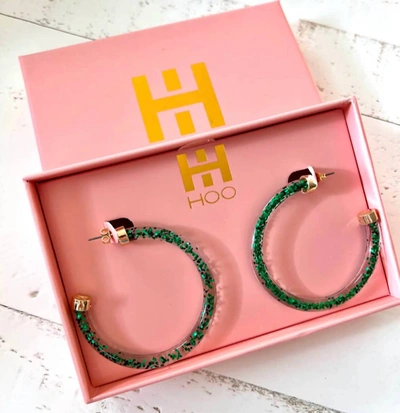 Hoo Hoops Hoop Earrings In Green In Green