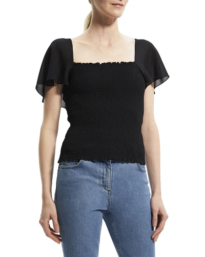 Shop Theory Smocked Top In Black