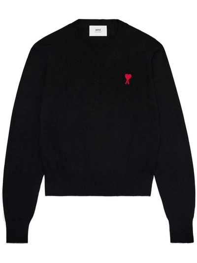 Shop Ami Alexandre Mattiussi Ami Paris Ami De Couer Wool Sweater In Black