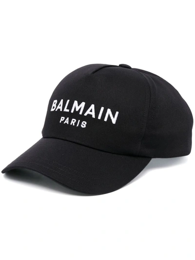 Shop Balmain Baseball Hat With Embroidery In Black