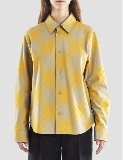 Shop Burberry Checked Shirt In Yellow