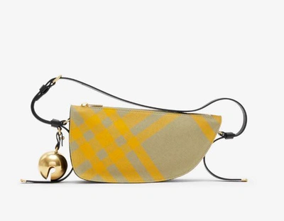 Shop Burberry Sling Shield Check-pattern Shoulder Bag In Yellow