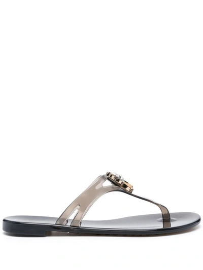 Shop Casadei Jelly Thong Sandals In Black