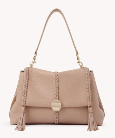 Shop Chloé "penelope" Medium Shoulder Bag In Beige
