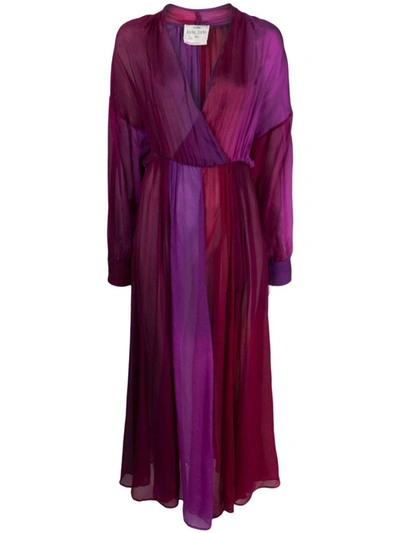 Shop Forte Forte Forte_forte Silk Long Shaded Dress In Purple