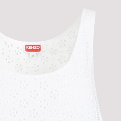 Shop Kenzo Broderie Anglaise Mini Dress In White