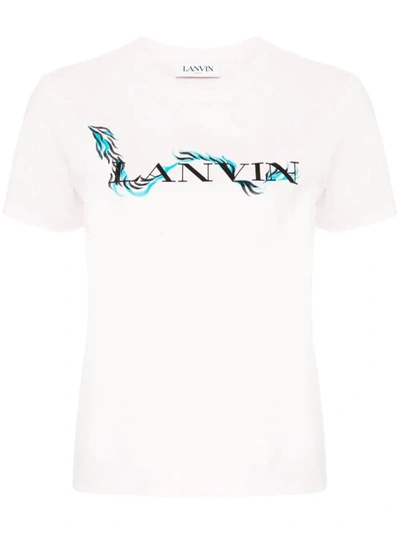 Shop Lanvin Cotton T-shirt With Logo Print In Pink & Purple