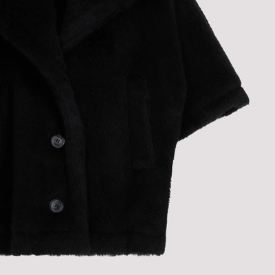 Shop Max Mara Aleggio Teddy Cape Coat In Black